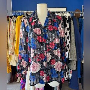 Alia Floral Chiffon Button-Up Blouse